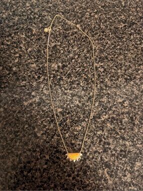 Kendra Scott Gold Chain Necklace with Amber Yellow Pendant